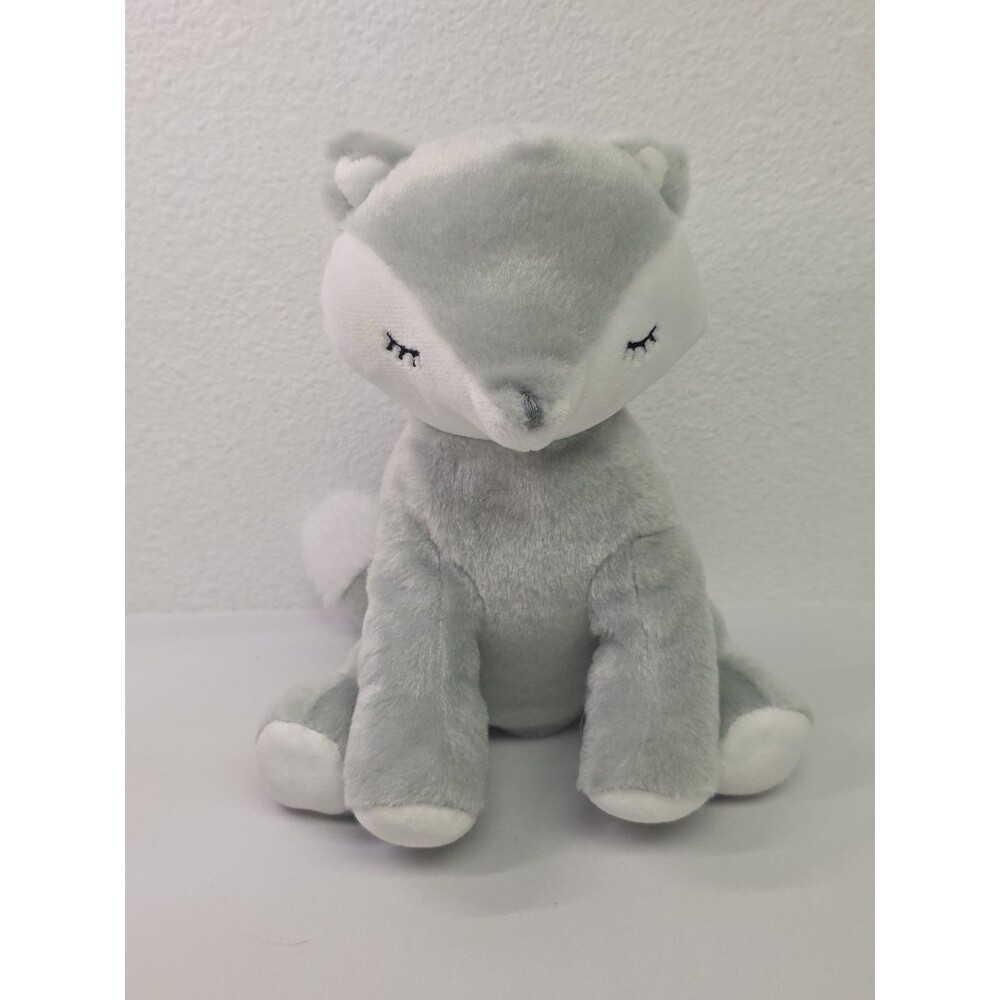 Trend Lab Gray White 10” Fox Lovey Plush Animal Toy Stitched Eyes Kids Toy